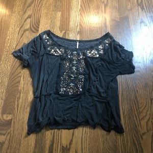 Grey embellished free people shirt